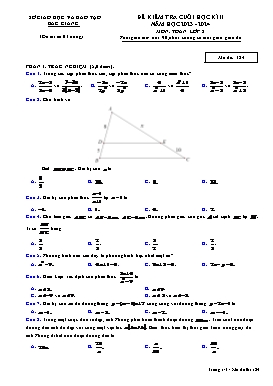 Đề kiểm tra cuối học kì II Toán 8 - Mã đề 184 - Năm học 2023-2024 - Sở GD&ĐT Bắc Giang (Có đáp án)