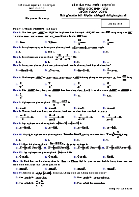 Đề kiểm tra cuối học kì II Toán 8 - Mã đề 812 - Năm học 2020-2021 - Sở GD&ĐT Bắc Giang (Có đáp án)