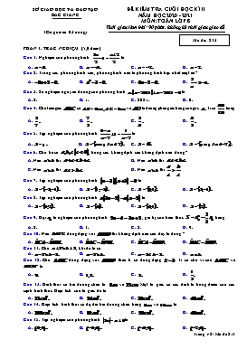Đề kiểm tra cuối học kì II Toán 8 - Mã đề 813 - Năm học 2020-2021 - Sở GD&ĐT Bắc Giang (Có đáp án)