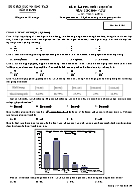 Đề kiểm tra cuối học kì II Toán 9 - Mã đề 0194 - Năm học 2024-2025 - Sở GD&ĐT Bắc Giang (Có đáp án)