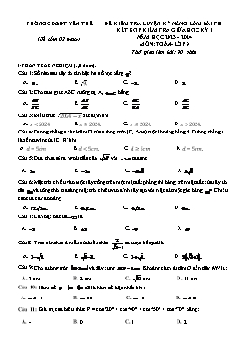 Đề kiểm tra giữa học kì I Toán 9 - Năm học 2023-2024 - PGD Yên Thế (Có đáp án)