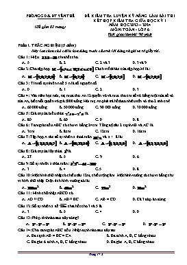 Đề kiểm tra giữa học kì I Toán Lớp 6 - Năm học 2023-2024 - PGD Yên Thế