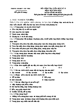 Đề kiểm tra giữa học kì II Công nghệ 6 - Năm học 2024-2025 - PGD Yên Thế (Có đáp án)