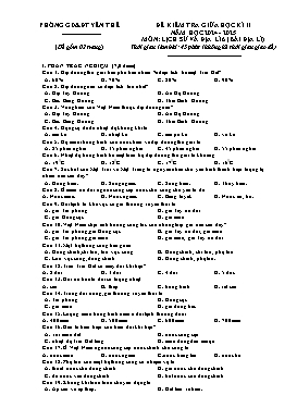 Đề kiểm tra giữa học kì II Lịch sử và Địa lí 6 - Năm học 2024-2025 - PGD Yên Thế (Có đáp án)