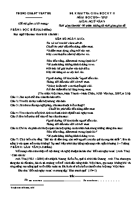 Đề kiểm tra giữa học kì II Ngữ văn 9 - Năm học 2024-2025 - PGD Yên Thế (Có đáp án)