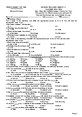 Đề kiểm tra giữa học kì II Tiếng Anh 8 - Năm học 2024-2025 - PGD Yên Thế (Có đáp án)