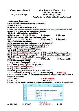 Đề kiểm tra giữa học kì II Tin học 7 - Năm học 2024-2025 - PGD Yên Thế (Có đáp án)