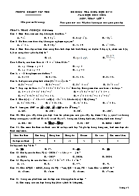 Đề kiểm tra giữa học kì II Toán 7 - Năm học 2024-2025 - PGD Yên Thế (Có đáp án)