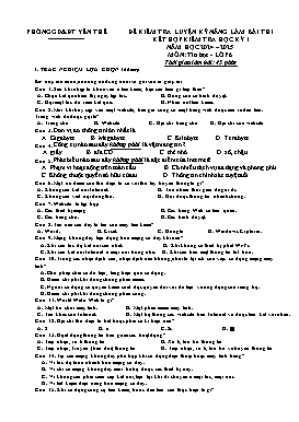 Đề kiểm tra học kì I Tin học 6 - Năm học 2024-2025 - PGD Yên Thế