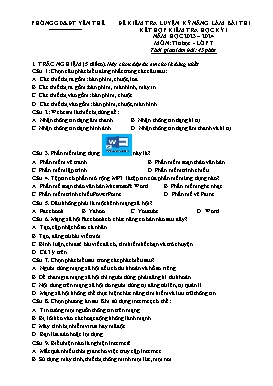 Đề kiểm tra học kì I Tin học 7 - Năm học 2023-2024 - PGD Yên Thế (Có đáp án)