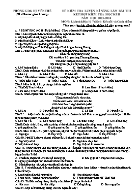 Đề kiểm tra học kì II Lịch sử và Địa lí 7 - Năm học 2023-2024 - PGD Yên Thế (Có đáp án)