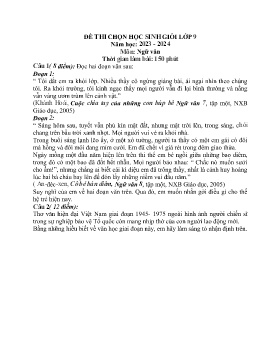 Đề thi HSG Ngữ văn 9 - Năm học 2023-2024 (Có đáp án)