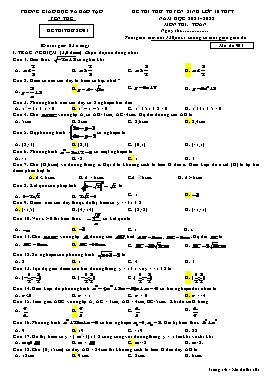 Đề thi thử tuyển sinh lớp 10 THPT Toán - Mã đề 901 - Năm học 2021-2022 - PGD Yên Thế (Có đáp án)