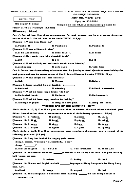 Đề thi tuyển sinh vào lớp 10 THPT Tiếng Anh - Năm học 2024-2025 - PGD Yên Thế
