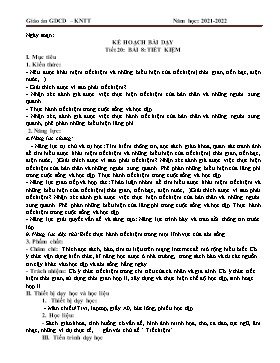 Giáo án GDCD 6 (Kết nối tri thức) - Bài 8: Tiết kiệm - Năm học 2021-2022