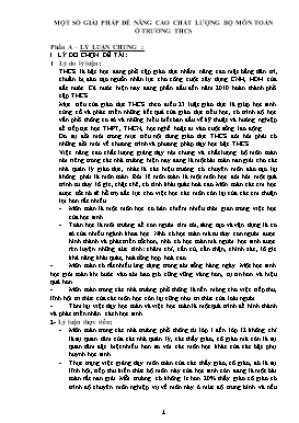 Một số giải pháp để nâng cao chất lượng bộ môn Toán ở trường THCS