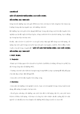 Một số giải pháp nhằm nâng cao chất lượng bồi dưỡng học sinh giỏi