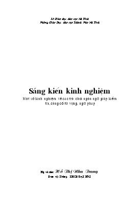 Một số kinh nghiệm về các trò chơi ngôn ngữ giúp kiểm tra, củng cố từ vựng, ngữ pháp