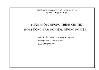Phân phối chương trình chi tiết Hoạt động trải nghiệm 6 - Năm học 2023-2024 - Phạm Thị Ngà