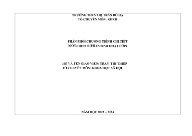 Phân phối chương trình chi tiết Hoạt động trải nghiệm 6 - Năm học 2023-2024 - Trần Thị Thiệp