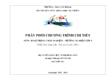 Phân phối chương trình chi tiết Hoạt động trải nghiệm 8 - Năm học 2023-2024 - Vi Thị Hồng Mây