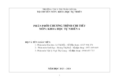 Phân phối chương trình chi tiết Khoa học tự nhiên 6 - Năm học 2023-2024 - Trường THCS Thị trấn Bố Hạ