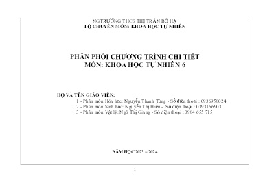 Phân phối chương trình chi tiết Khoa học tự nhiên 6 - Năm học 2023-2024 - Nguyễn Thanh Tùng