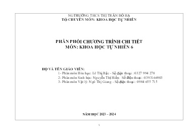 Phân phối chương trình chi tiết Khoa học tự nhiên 6 - Năm học 2023-2024 - Nguyễn Thị Hiền