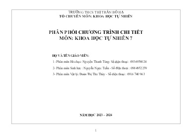 Phân phối chương trình chi tiết Khoa học tự nhiên 7 - Năm học 2023-2024 - Nguyễn Thanh Tùng