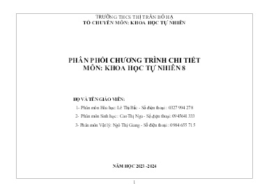 Phân phối chương trình chi tiết Khoa học tự nhiên 8 - Năm học 2023-2024 - Trường THCS Thị trấn Bố Hạ