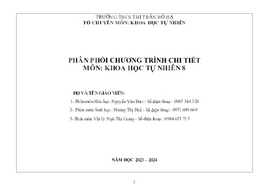 Phân phối chương trình chi tiết Khoa học tự nhiên 8 - Năm học 2023-2024 - Nguyễn Văn Đức
