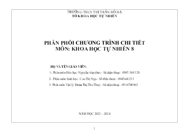 Phân phối chương trình chi tiết Khoa học tự nhiên Lớp 8 - Năm học 2023-2024 - Trường THCS Thị trấn Bộ Hạ