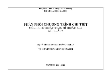Phân phối chương trình chi tiết Mĩ thuật Khối THCS - Năm học 2023-2024 - Hoàng Thị Lan