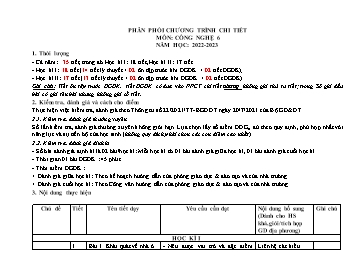 Phân phối chương trình chi tiết môn Công nghệ 6 - Năm học 2022-2023