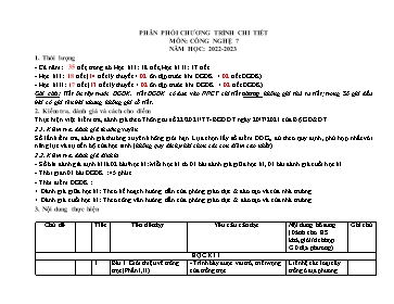 Phân phối chương trình chi tiết môn Công nghệ 7 - Năm học 2022-2023