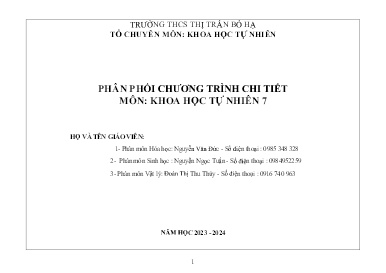 Phân phối chương trình chi tiết môn Khoa học tự nhiên 7 - Năm học 2023-2024 - Trường THCS Thị trấn Bộ Hạ