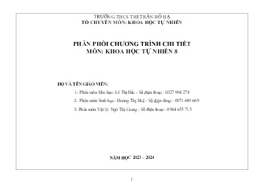 Phân phối chương trình chi tiết môn Khoa học tự nhiên 8 - Năm học 2023-2024 - Trường THCS Thị trấn Bố Hạ