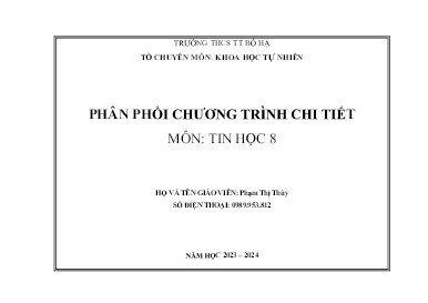 Phân phối chương trình chi tiết Tin học 8 - Năm học 2023-2024 - Phạm Thị Thùy