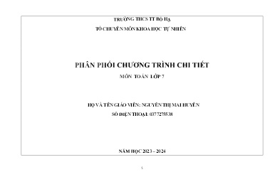 Phân phối chương trình chi tiết Toán 7 - Năm học 2023-2024 - Nguyễn Thị Mai Huyên