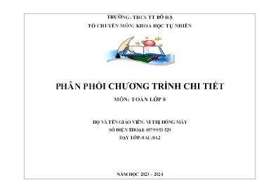 Phân phối chương trình chi tiết Toán 8 - Năm học 2023-2024 - Vi Thị Hồng Mây