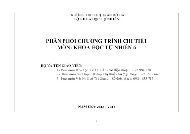 Phân phối chương trình Khoa học tự nhiên 6 - Năm học 2023-2024 - Trường THCS Thị trấn Bố Hạ
