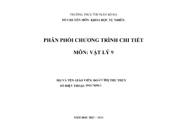Phối phối chương trình chi tiết Vật lí 9 - Năm học 2023-2024 - Đoàn Thị Thu Thủy