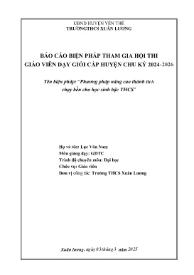 Phương pháp nâng cao thành tích chạy bền cho học sinh bậc THCS