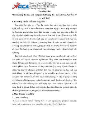 Rèn kĩ năng đọc diễn cảm nâng cao chất lượng đọc-hiểu văn bản Ngữ Văn 7
