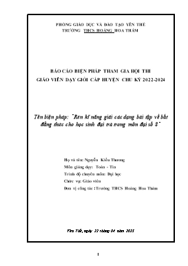 Rèn kĩ năng giải các dạng bài tập về bất đẳng thức cho học sinh đại trà trong môn đại số 8