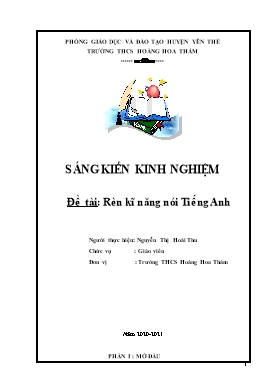 Rèn kĩ năng nói Tiếng Anh