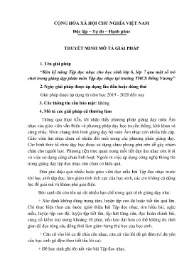 Rèn kỹ năng Tập đọc nhạc cho học sinh lớp 6, lớp 7 qua một số trò chơi trong giảng dạy phân môn Tập đọc nhạc tại trường THCS Đồng Vương
