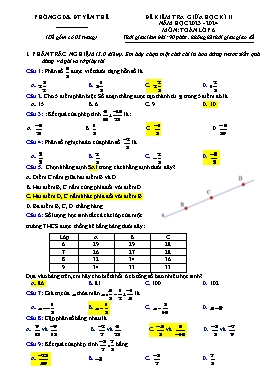 Đề kiểm tra giữa học kì II Toán 6 - Năm học 2023-2024 - PGD Yên Thế (Có đáp án)