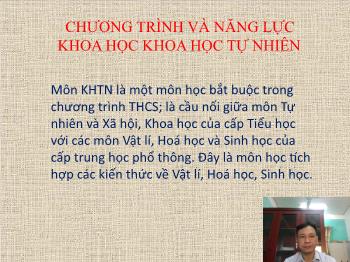 Đề tài Chương trình và năng lực Khoa học môn Khoa học tự nhiên
