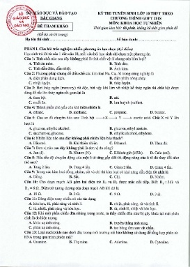 Đề thi tuyển sinh vào lớp 10 Khoa học tự nhiên - Sở GD&ĐT Bắc Giang